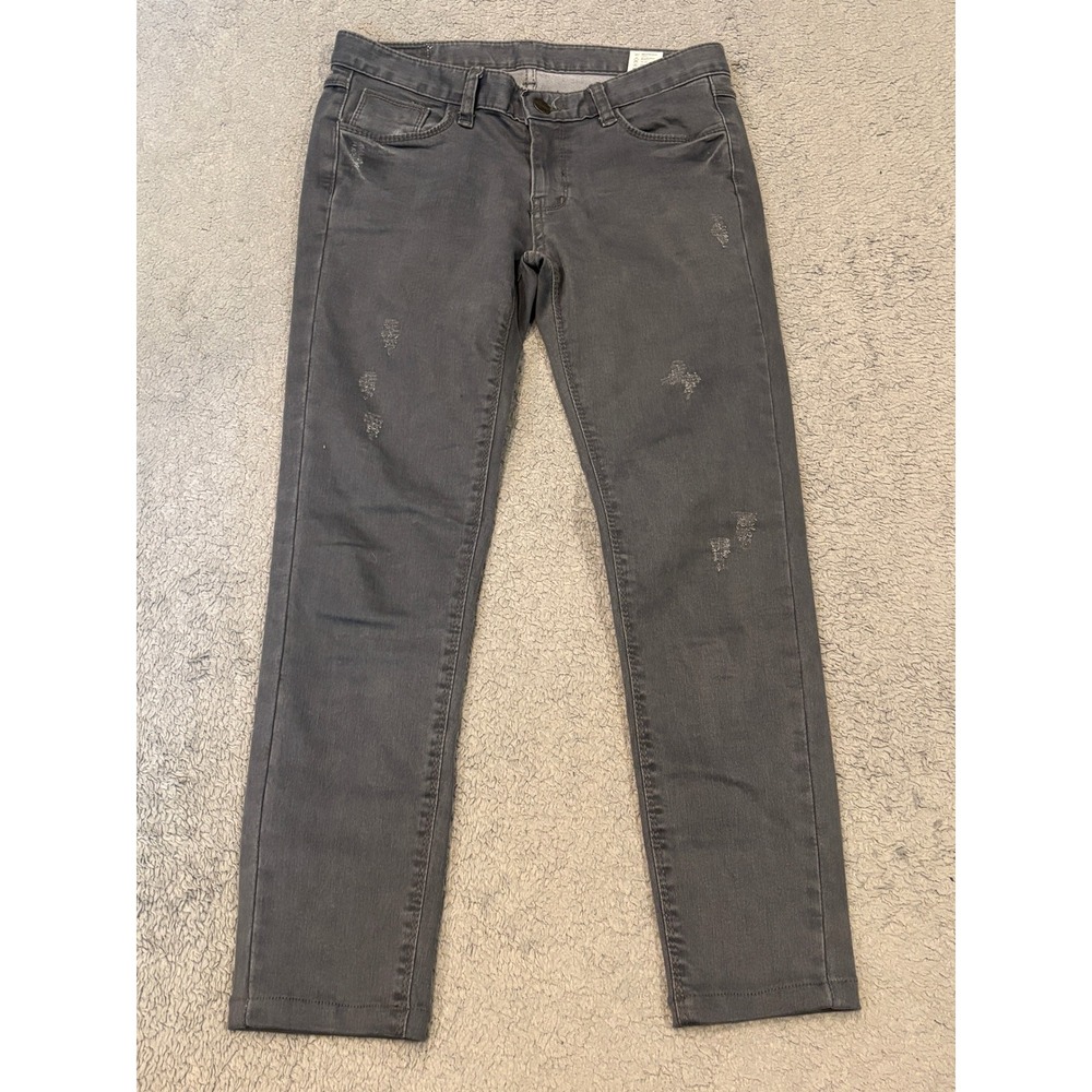 Aura Denim Super Basic Fit Gray Distressed Slim Jeans Size 28 Low Rise Cropped
